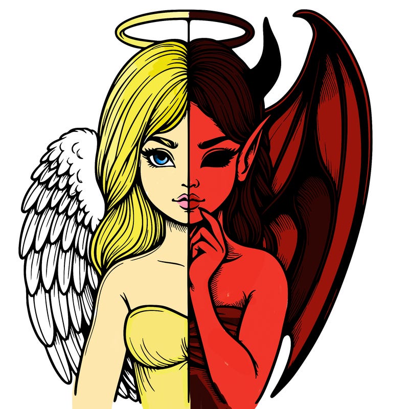 realistic angel half demon