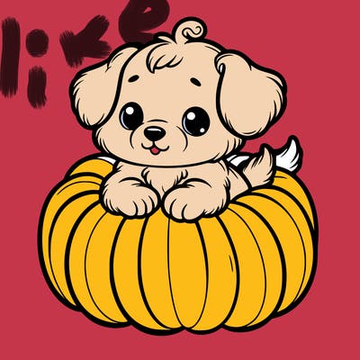 cute little puppy in a pumpkin