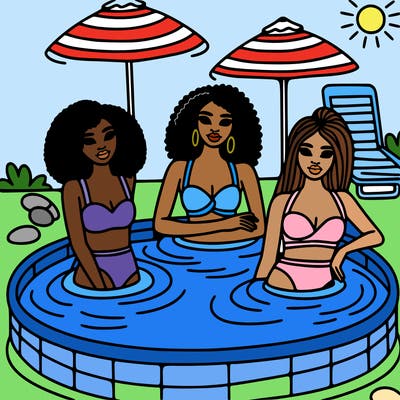 black women in a pool