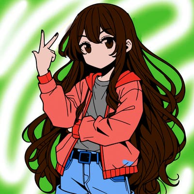 one anime girl with long hair and a cool pose