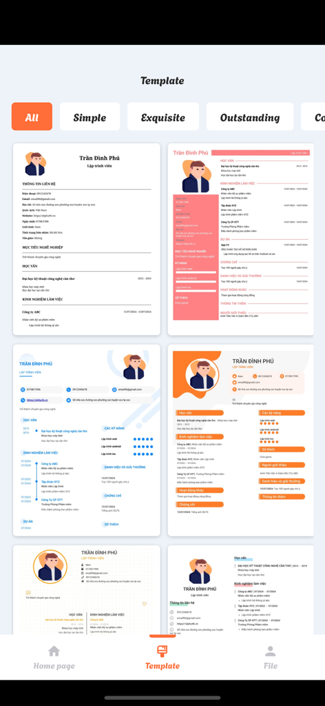 CV: Curriculum Vitae - Utilities App | MWM