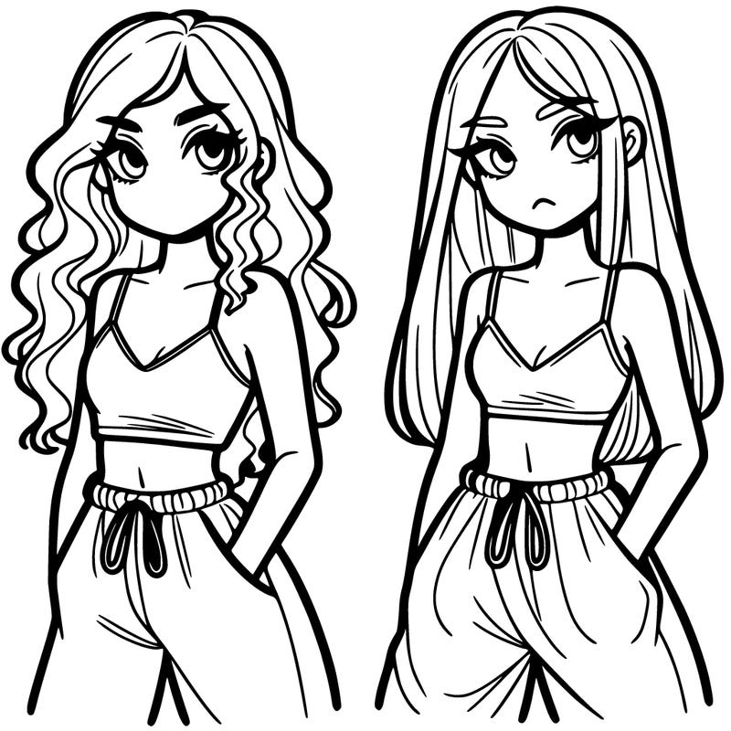 two girls with crop top and baggy pants