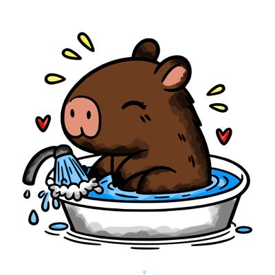 capybara taking a bath