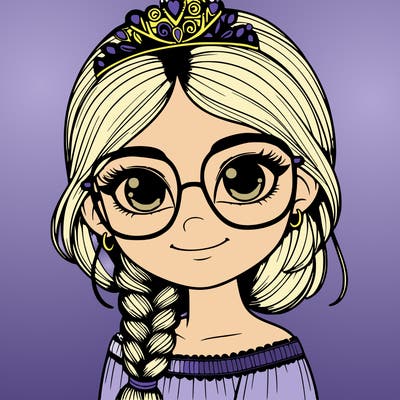 a girl with one braid and glasses who is a princess realistic