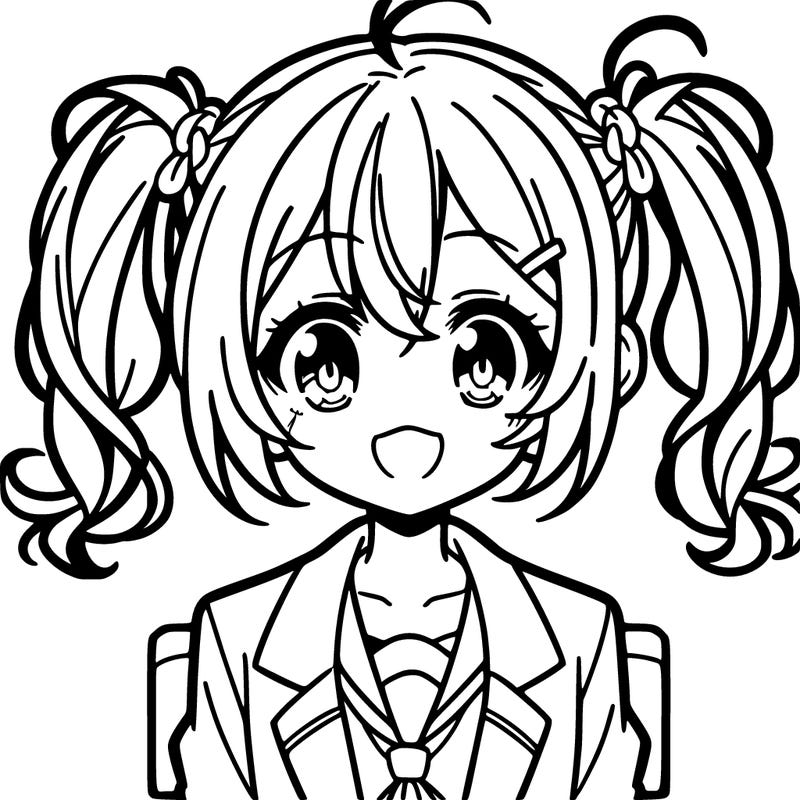 anime girl with pigtails