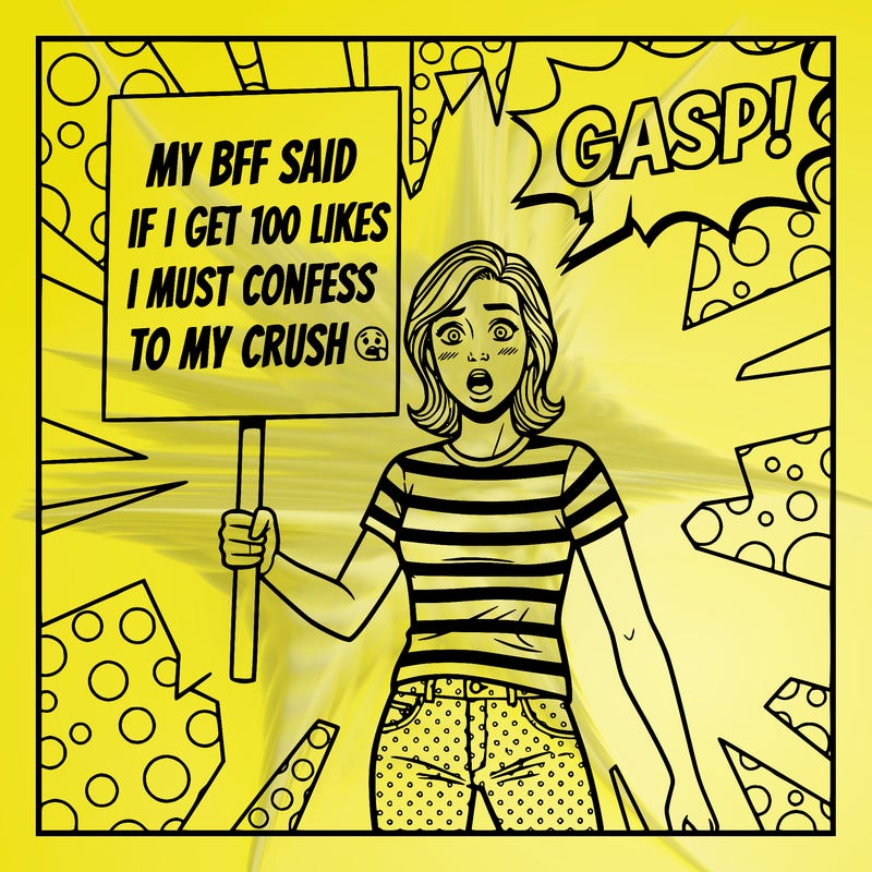 make a sign that says my bff said if i get 100 likes i must confess to my crush 😳