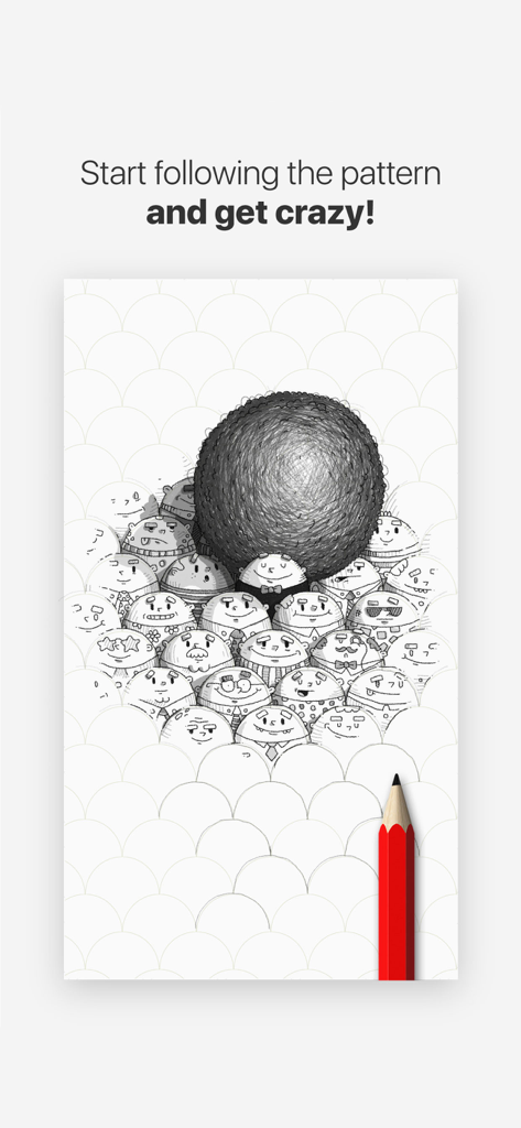Tayasui Doodle Book - Scribble - Creative doodling over scale patterns and cartoon characters in the Tayasui Doodle Book app