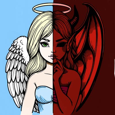 realistic angel half demon