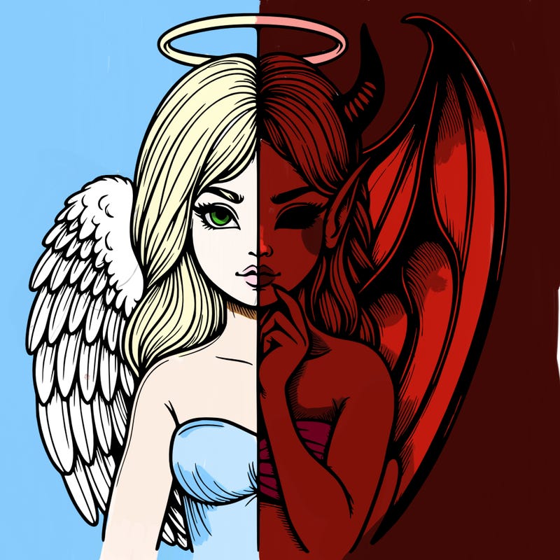 realistic angel half demon