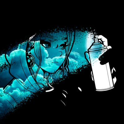 a realistic girl, spray painting