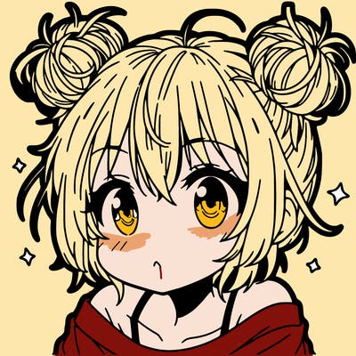a manga girl with messy small buns