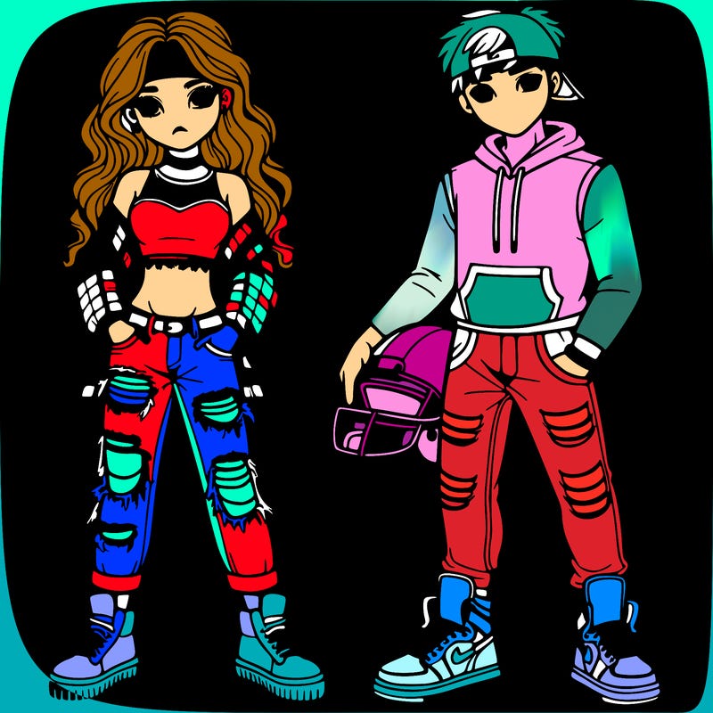 gf and bf teens girl wearing crop top and ripped jeans. boy wearing football helmet and jordan’s