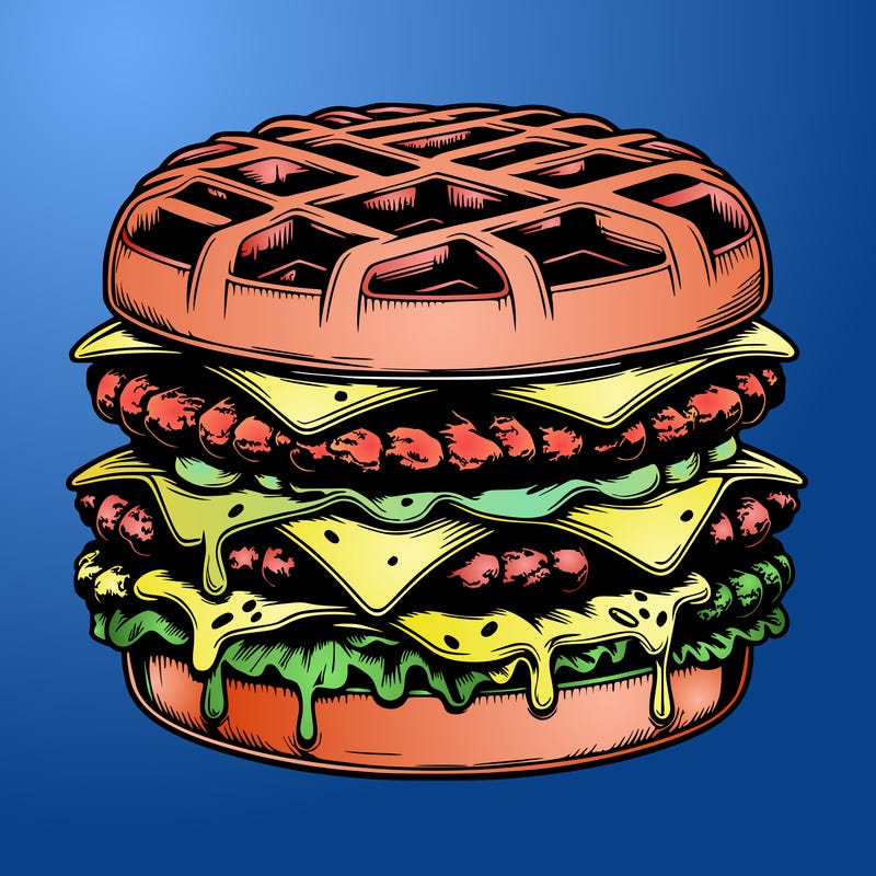 realistic waffle burger