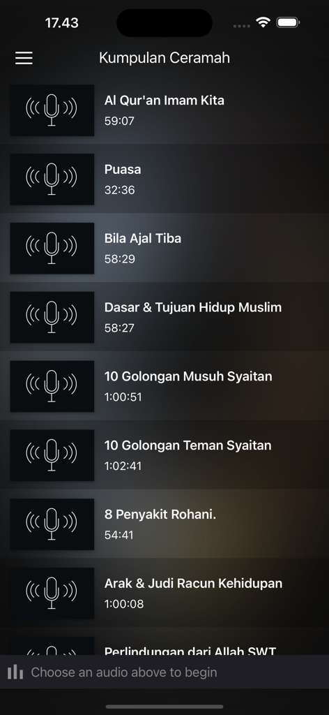 List of Islamic audio lectures in the Ceramah KH Zainuddin MZ mobile application
