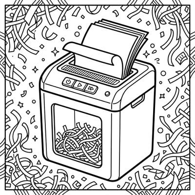 Discover the surprisingly intricate world of document shredding with this unique coloring page featuring a detailed paper shredder. Bring this essential office machine to life with your favorite colors and imaginative flair.