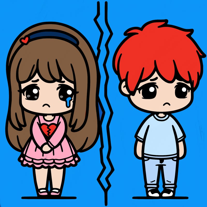 sad girl split with sad boy