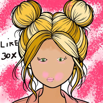 realistic girl with buns on the top of her hair