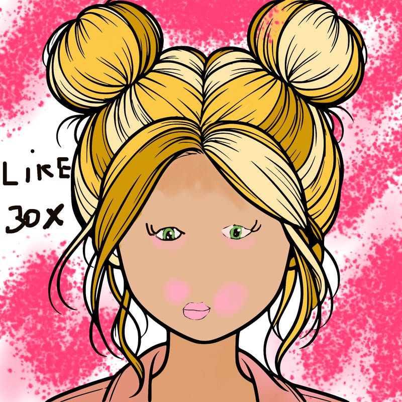 realistic girl with buns on the top of her hair