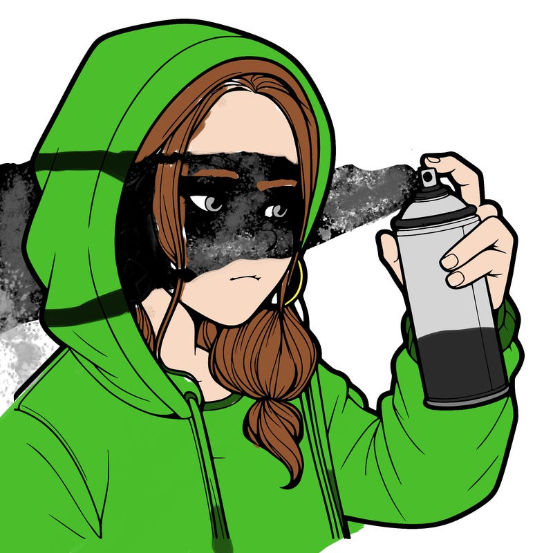 a realistic girl, spray painting