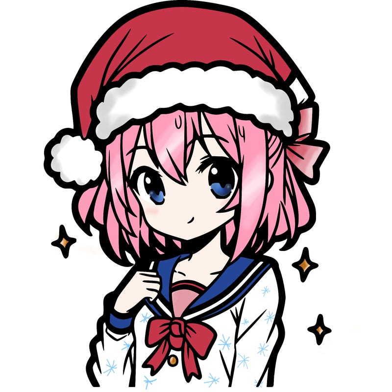 anime girl wearing a santa hat