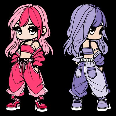 girl in crop top and baggy pants