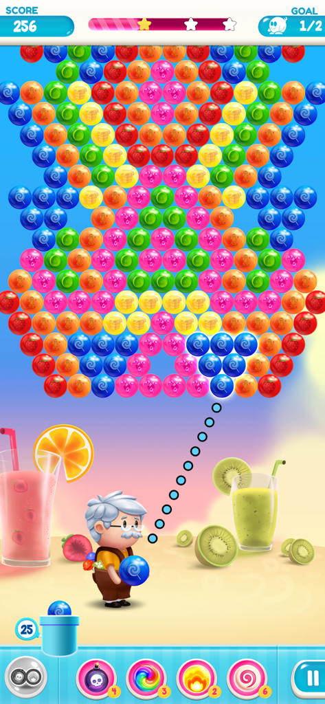 Gummy Bear Pop: Bubble Shooter - Gameplay of Gummy Bear Pop Bubble Shooter with a cute character aiming at colorful bubbles