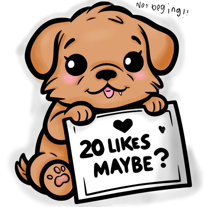a puppy holding a sign that says 2 likes maybe?