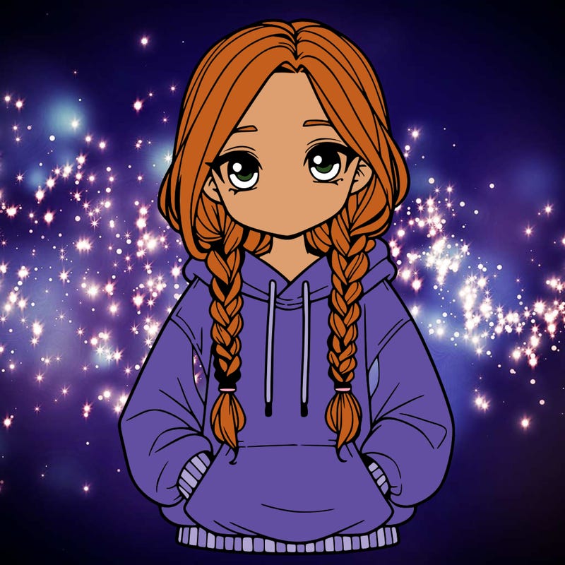 a realistic girl with a oversized hoodie and she has braids