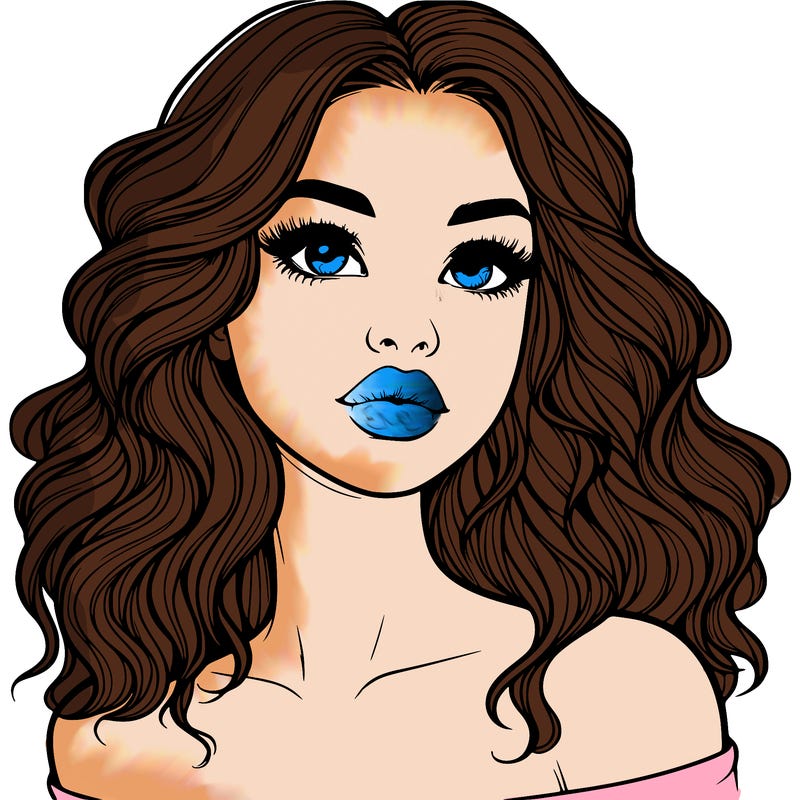 realistic girl with wavy hair and lips