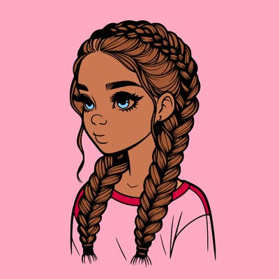 realistic girl with braids