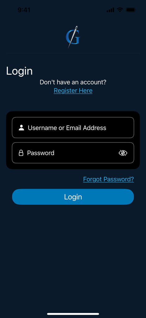 Pagina di accesso dell'app Graftology per professionisti medici ortopedici che mostra i campi di inserimento di nome utente e password.