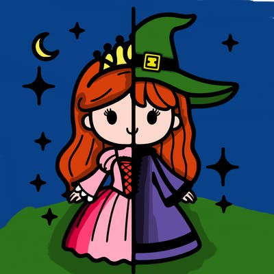 split princess and witch