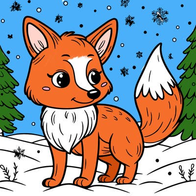 a fox in the snow