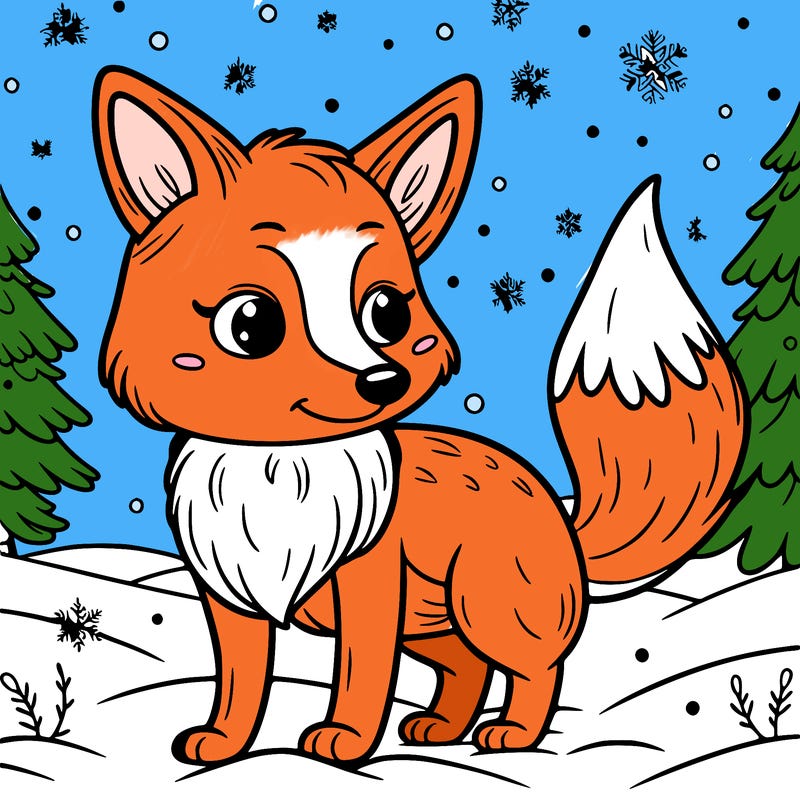 a fox in the snow