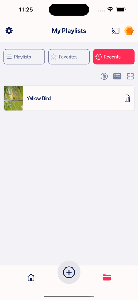 Interface of Fuevana IPTV Pro app showing the My Playlists section with options for Favorites and Recents