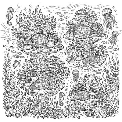 Unleash your creativity with this stunning coral island coloring page, specifically designed to captivate teens. Dive into an intricate underwater world filled with vibrant marine life and fascinating coral formations, offering hours of relaxing artistic exploration.