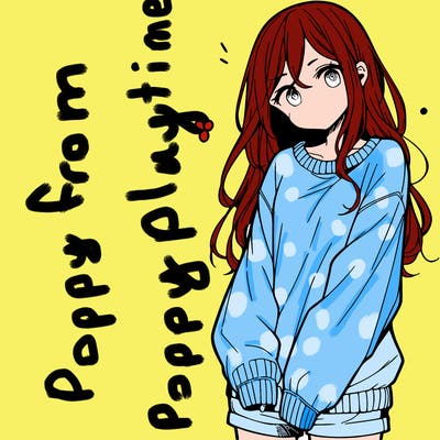 manga teen girl  in a sweater and baggy pants