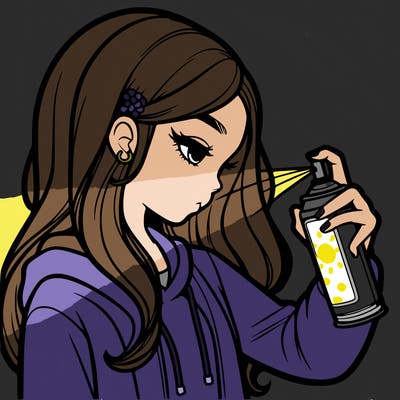 a realistic girl spray painting