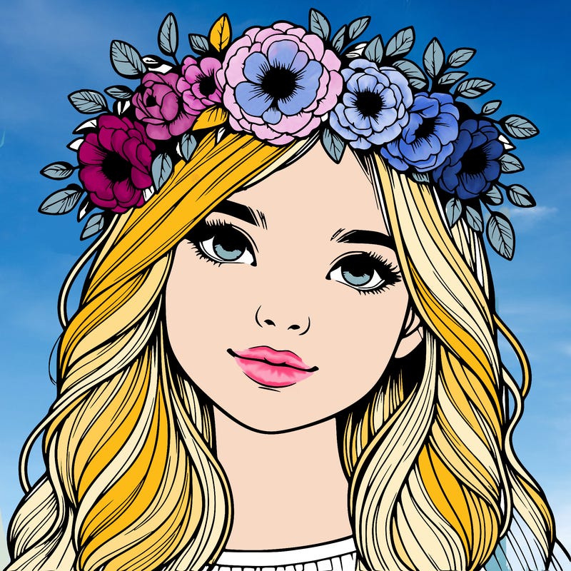 realistic girl with flower crown
