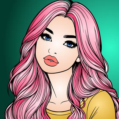 realistic girl with hair on her hair and lips