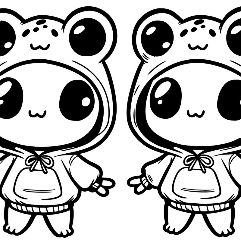 cute little frog girl in a frog hoodie