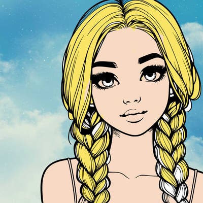 realistic girl with braids