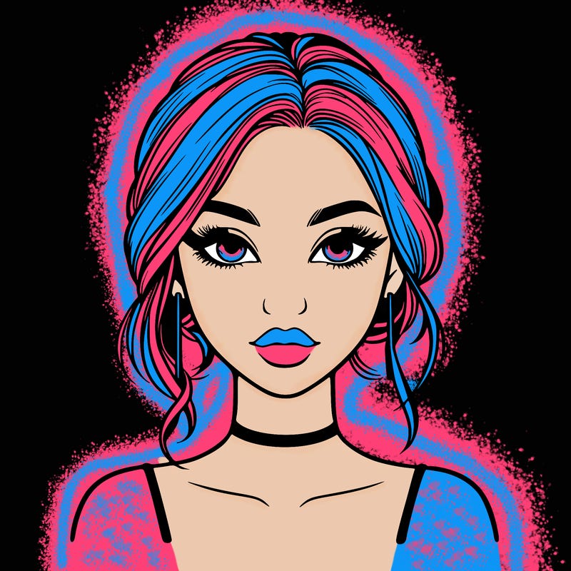 realistic girl with makeup on