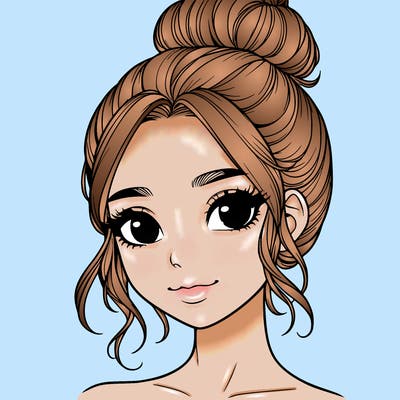 realistic pretty girl with hair in bun
