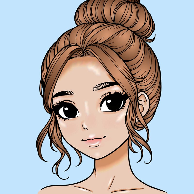 realistic pretty girl with hair in bun