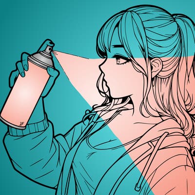 a realistic girl spray, painting
