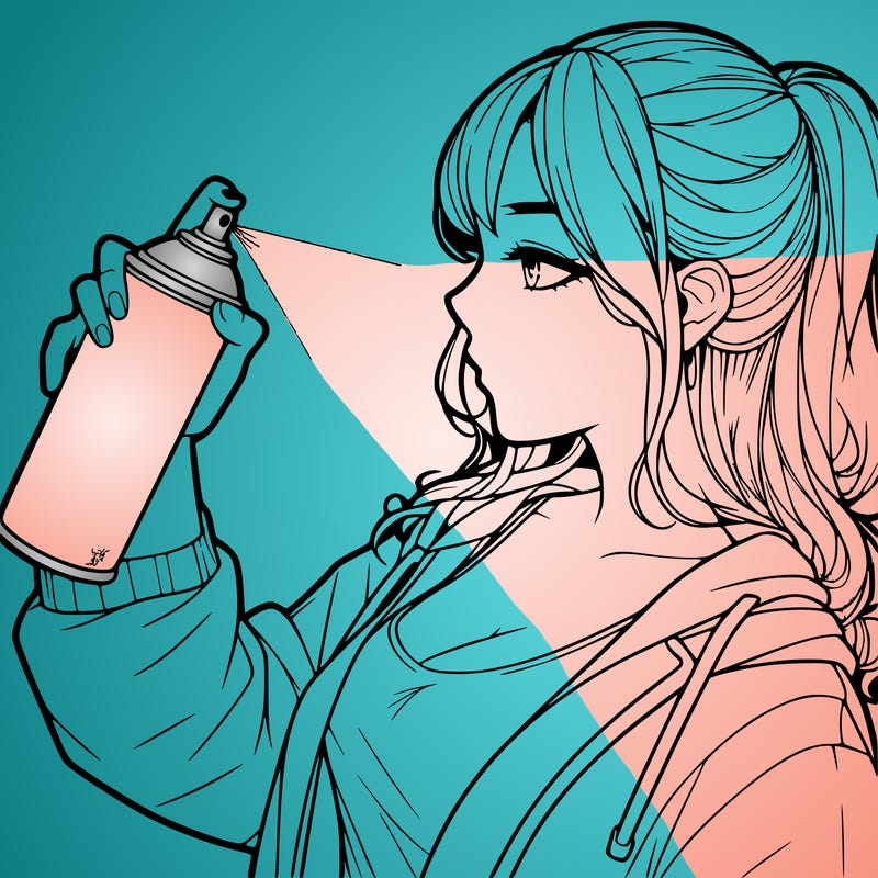 a realistic girl spray, painting