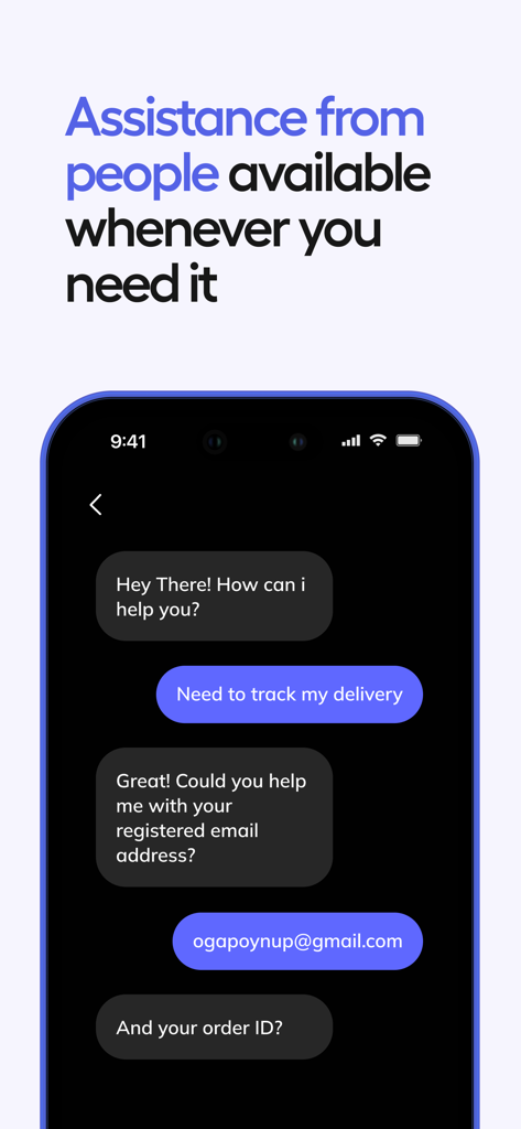 Punto Pago app customer support chat interface for tracking deliveries and assistance