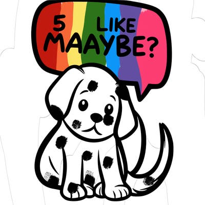 a puppy that says 5 like maybe
