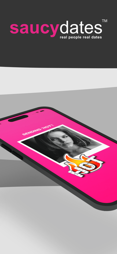 Saucydates: Dating App - Saucydates mobile app interface showing the sending hot feature with a profile picture
